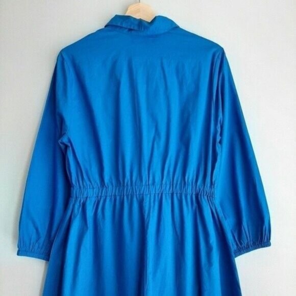 GUILLAUME Shirt Midi Dress w/ Scalloped Eyelet Hem Blue Sz S - Picture 11 of 14